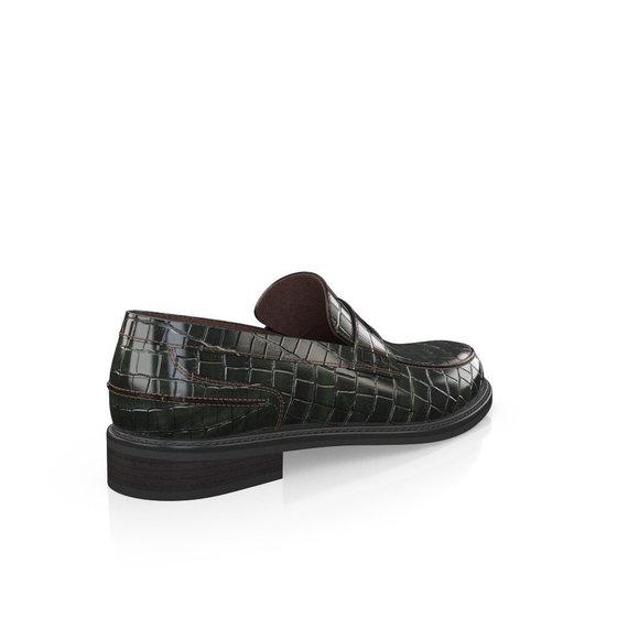 Bashwood Handmade Black Crocodile Pattern Leather Loafer Shoes main image 8